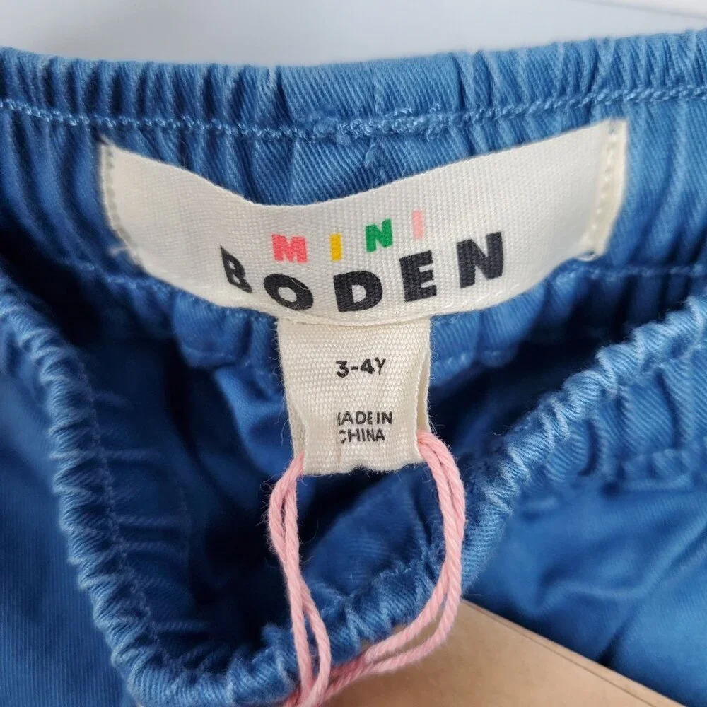 Boden Slim Pull On Trousers Kids 3 - 4 Y NWT Relaxed Fit Draw String Waist